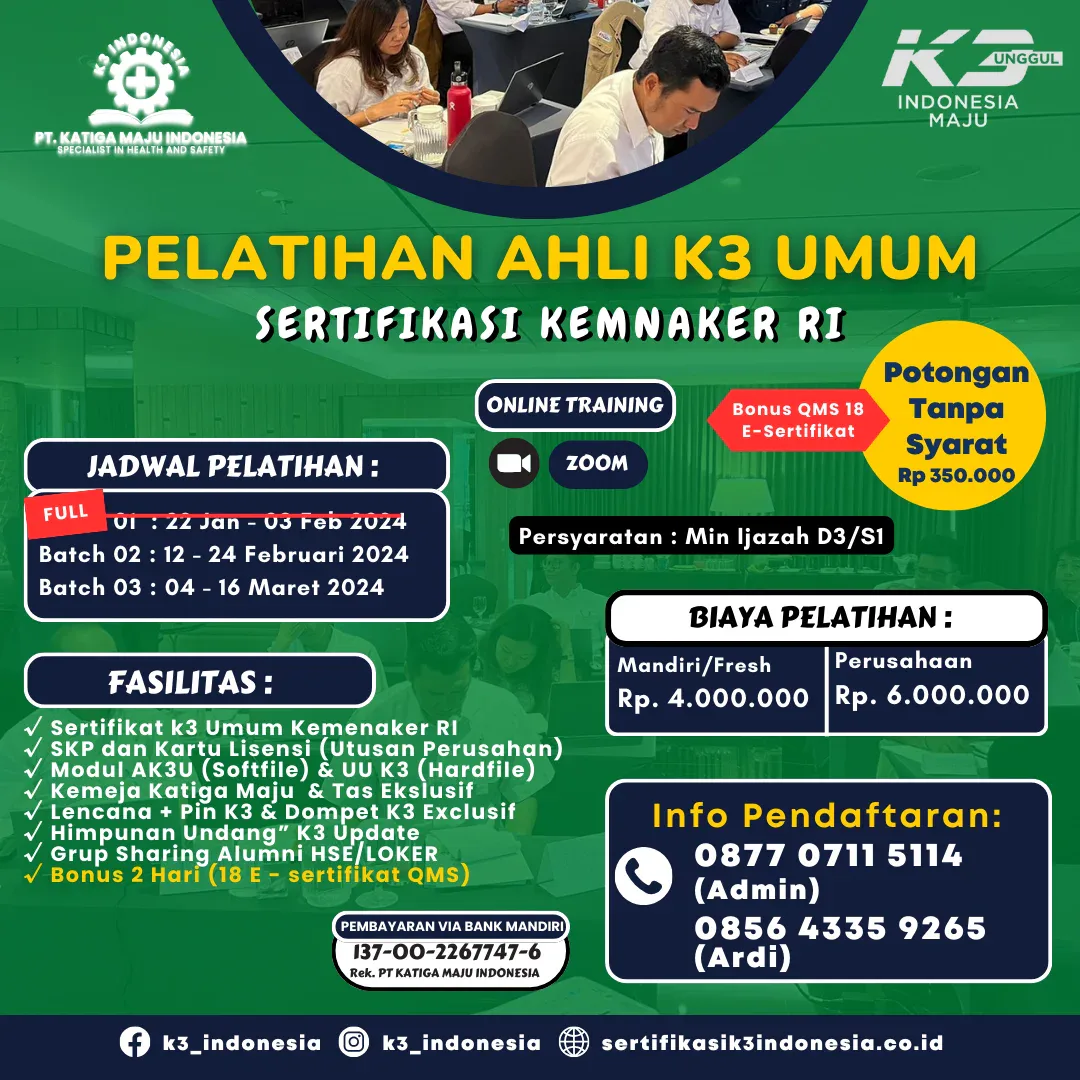 ahli k3 umum kemnaker online - Pusat Sertifikasi dan Pelatihan K3 - sertifikasi k3 indonesia