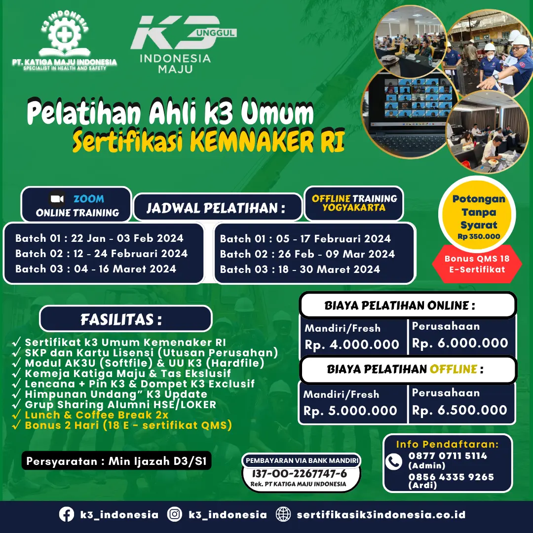 ahli k3 umum kemnaker offline online - Pusat Sertifikasi dan Pelatihan K3 - sertifikasi k3 indonesia
