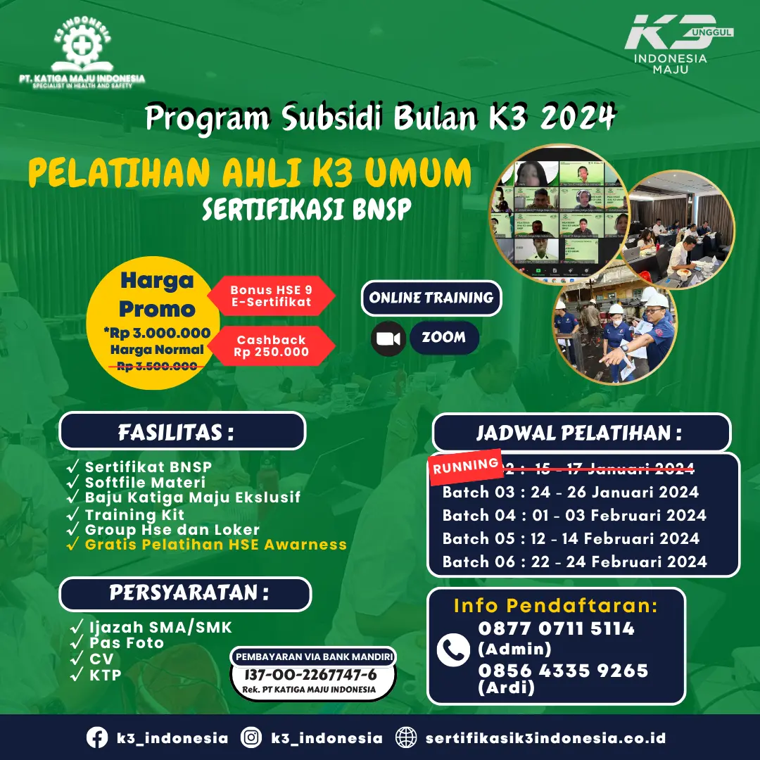 ahli k3 umum BNSP - Pusat Sertifikasi dan Pelatihan K3 - sertifikasi k3 indonesia