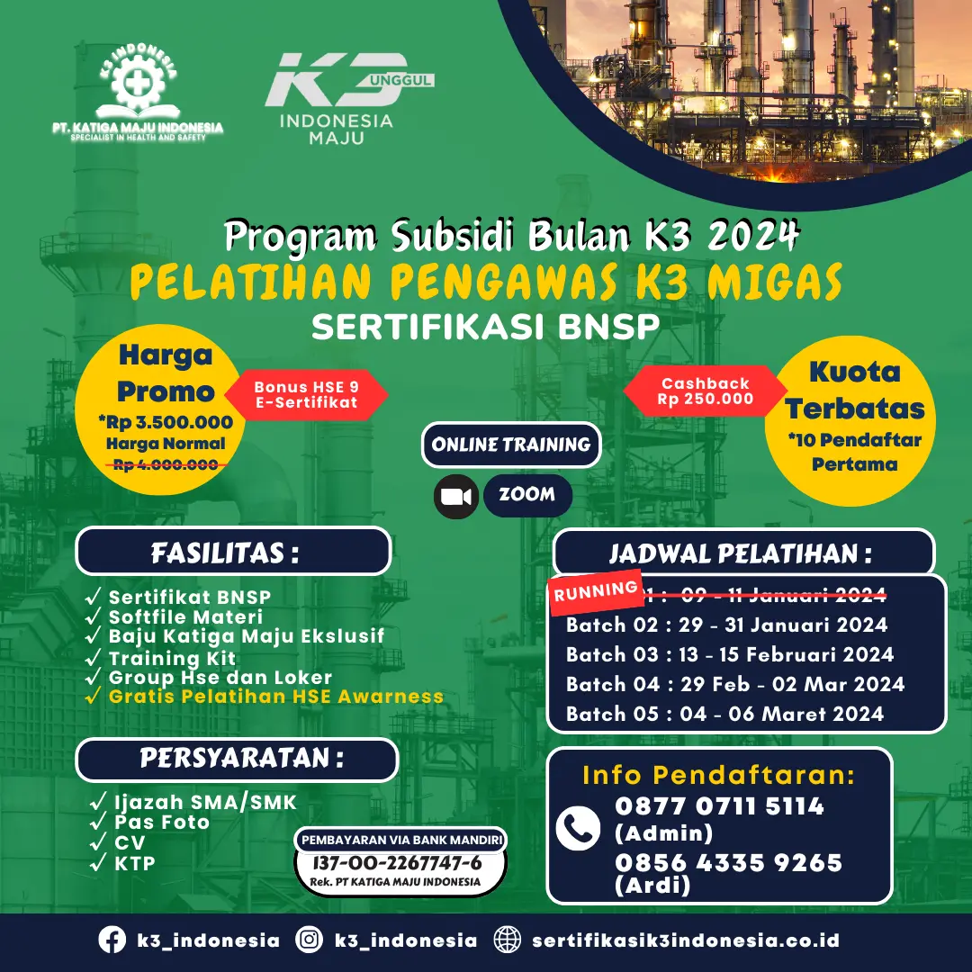 pengawas k3 migas - Pusat Sertifikasi dan Pelatihan K3 - sertifikasi k3 indonesia