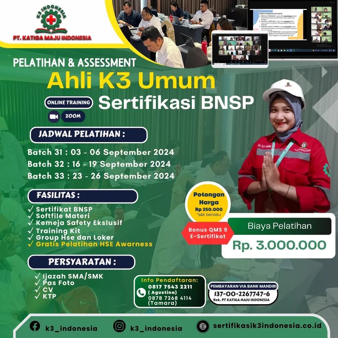 ahli k3 umum BNSP - Pusat Sertifikasi dan Pelatihan K3 - sertifikasi k3 indonesia