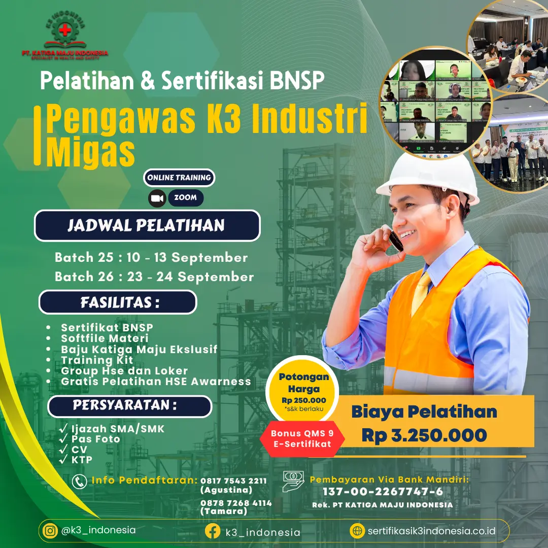 pengawas k3 migas - Pusat Sertifikasi dan Pelatihan K3 - sertifikasi k3 indonesia