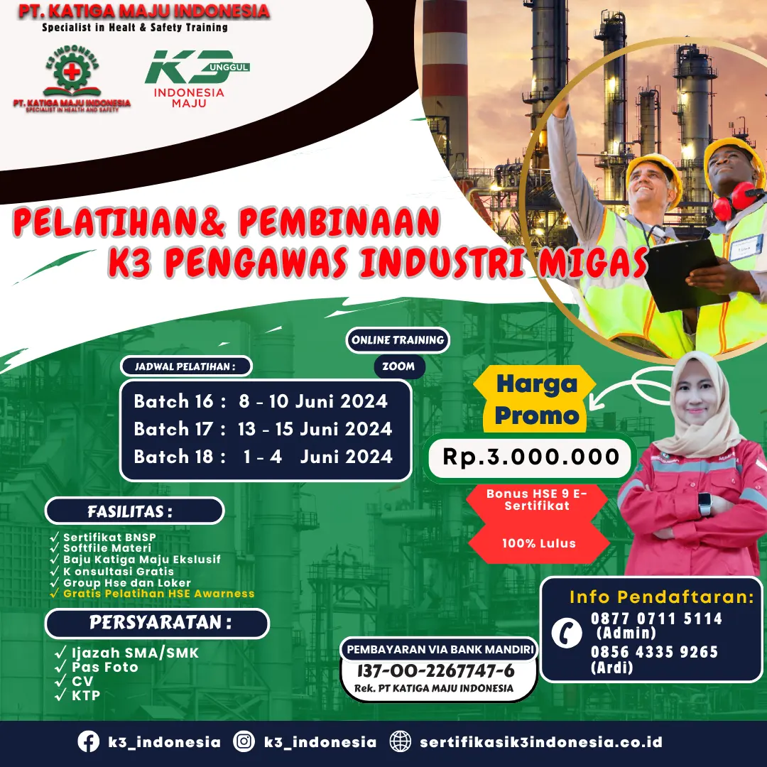 pengawas k3 migas - Pusat Sertifikasi dan Pelatihan K3 - sertifikasi k3 indonesia