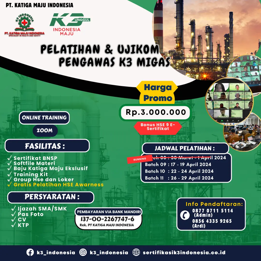 pengawas k3 migas - Pusat Sertifikasi dan Pelatihan K3 - sertifikasi k3 indonesia
