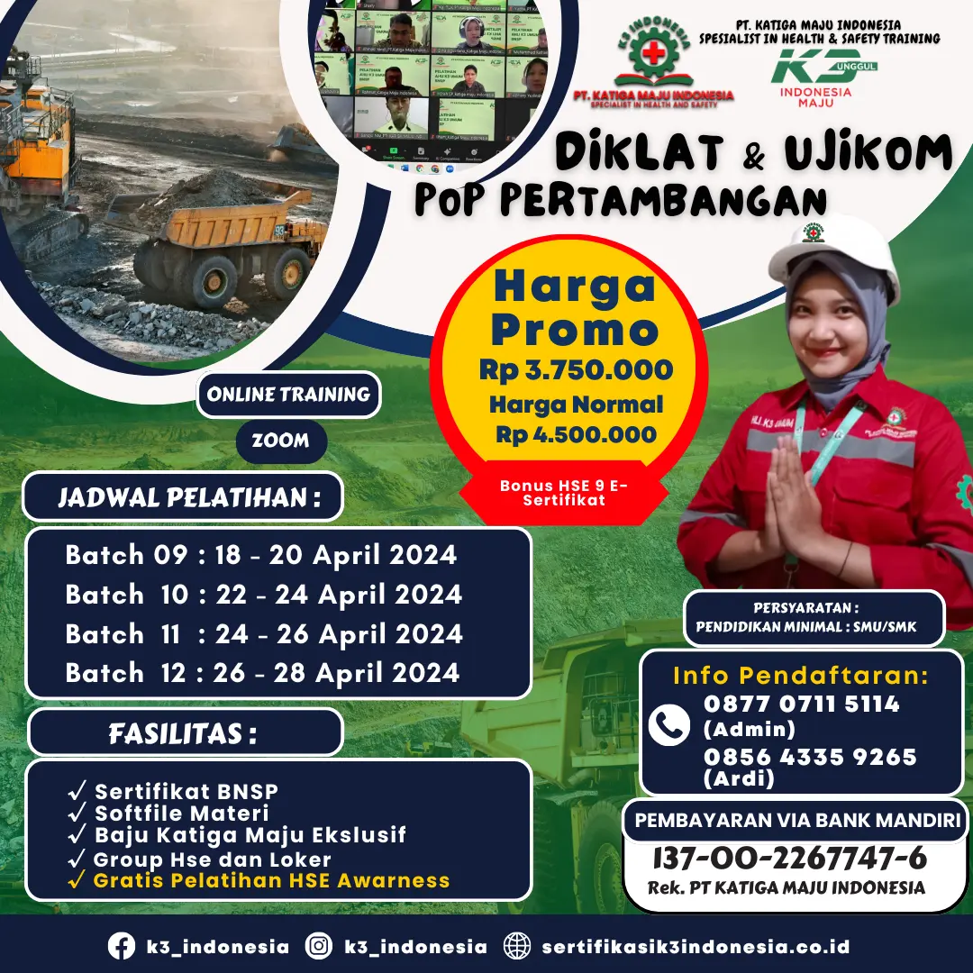 Pengawas Operasional Pertama POP Pertambangan - Pusat Sertifikasi dan Pelatihan K3 - sertifikasik3 indonesia