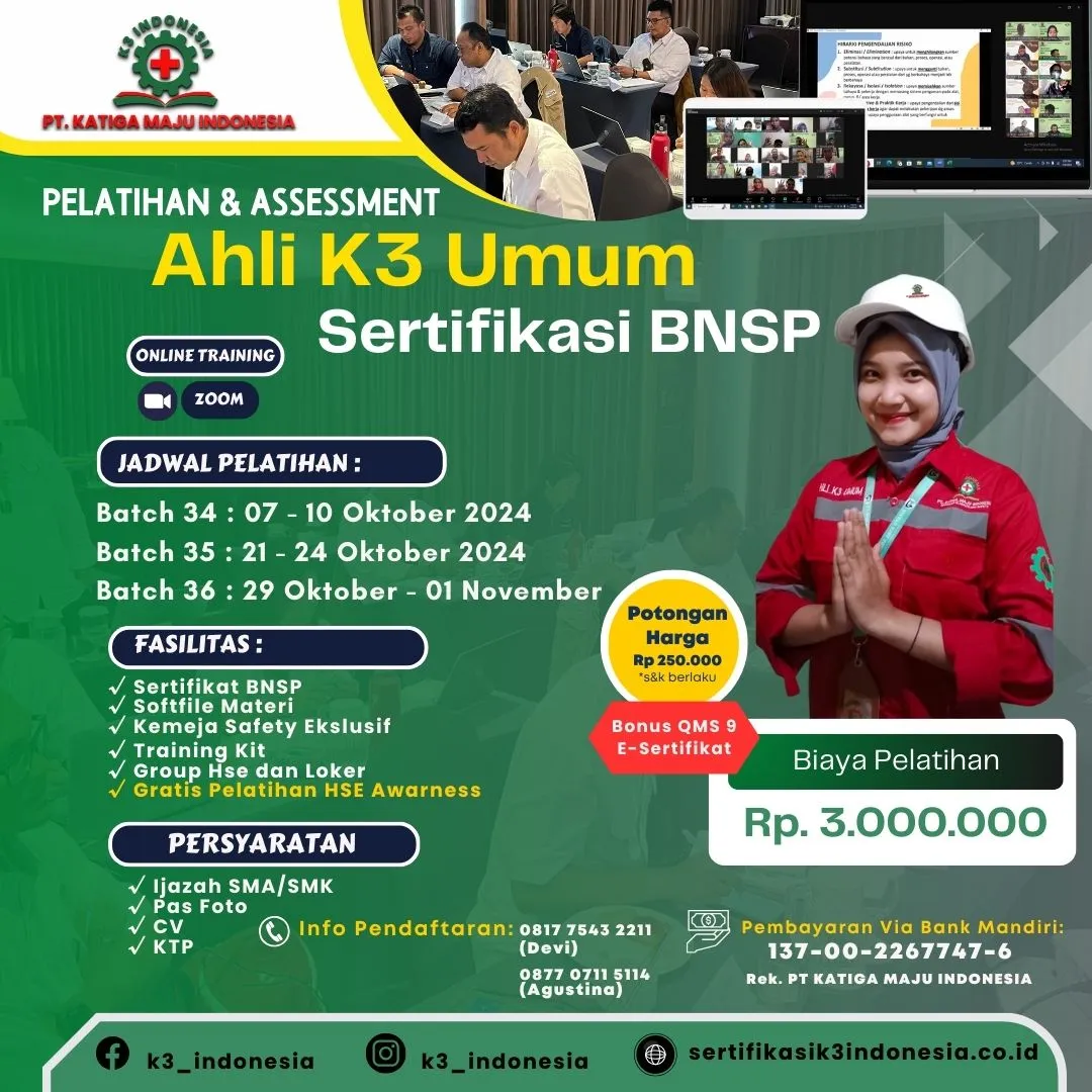 ahli k3 umum BNSP - Pusat Sertifikasi dan Pelatihan K3 - sertifikasi k3 indonesia