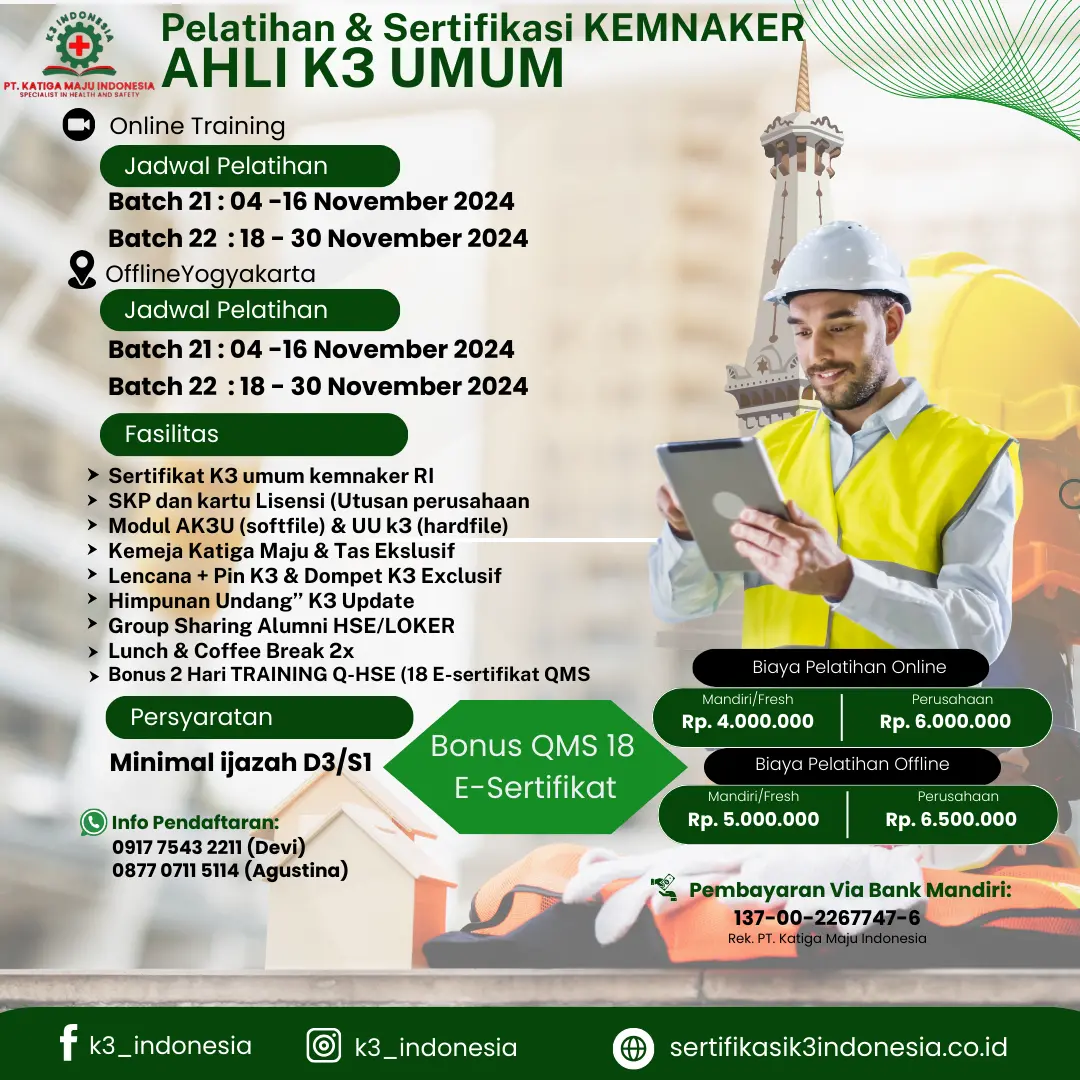 ahli k3 umum kemnaker online - Pusat Sertifikasi dan Pelatihan K3 - sertifikasi k3 indonesia