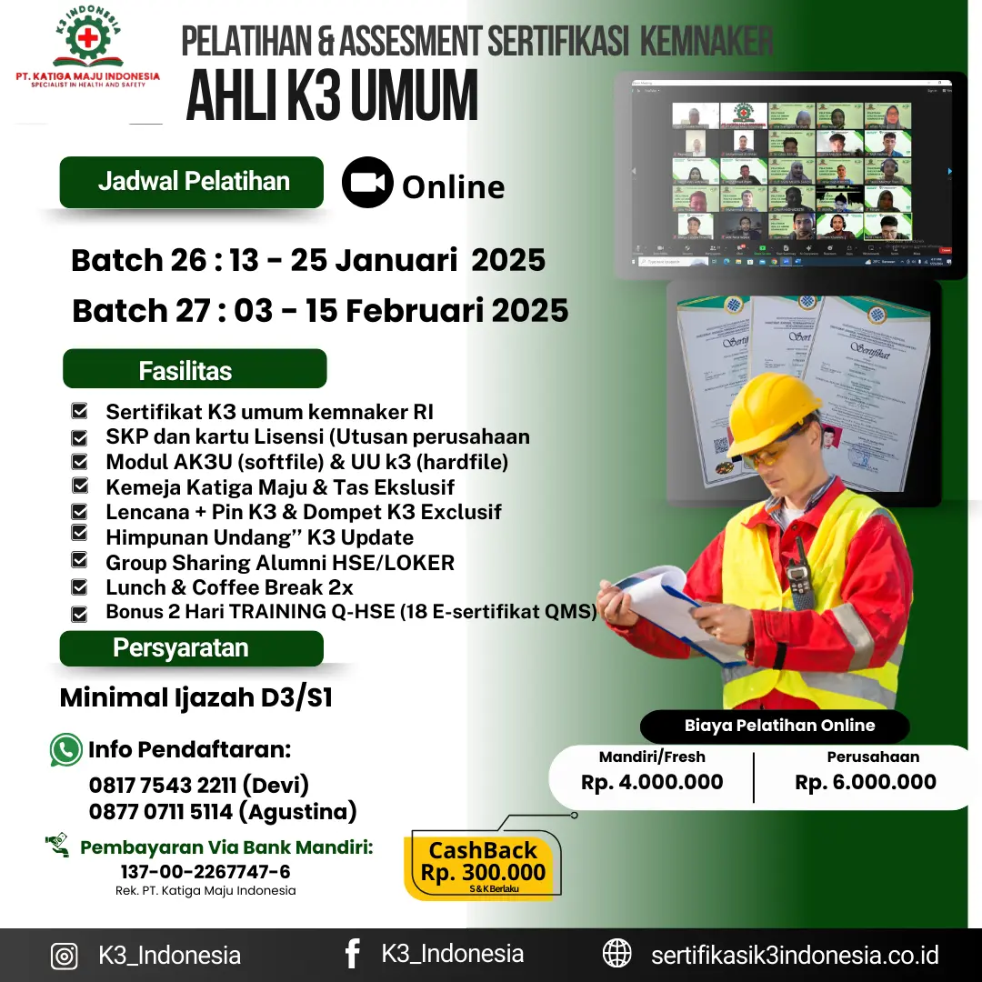 ahli k3 umum kemnaker offline - Pusat Sertifikasi dan Pelatihan K3 - sertifikasi k3 indonesia