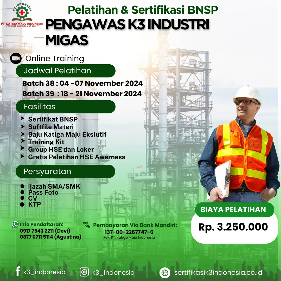 pengawas k3 migas - Pusat Sertifikasi dan Pelatihan K3 - sertifikasi k3 indonesia