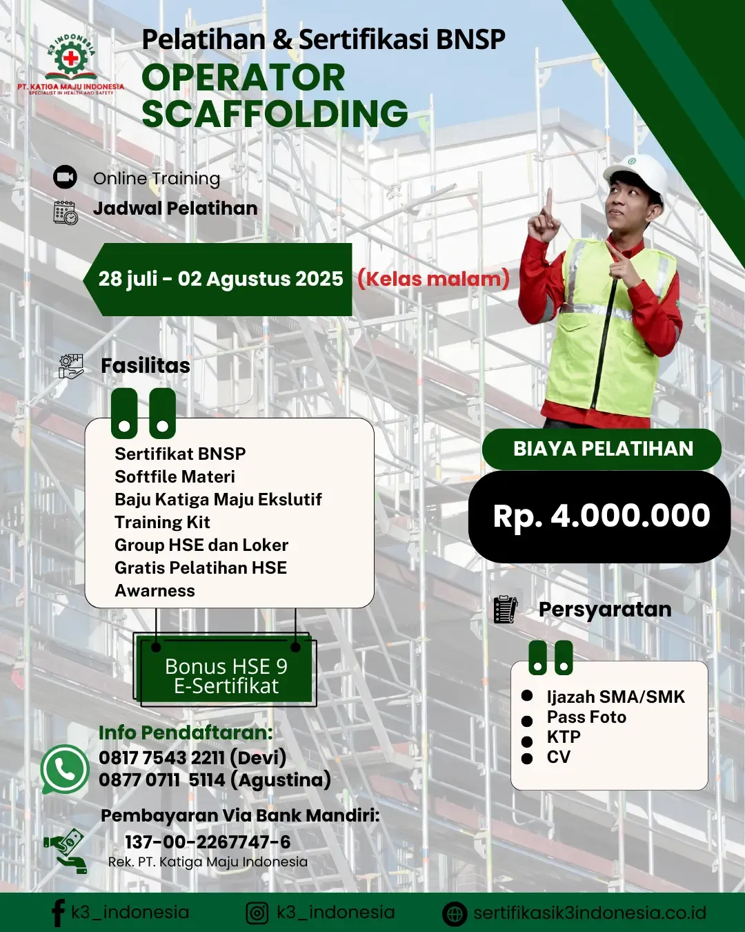 operator scaffolding sertifikasi bnsp