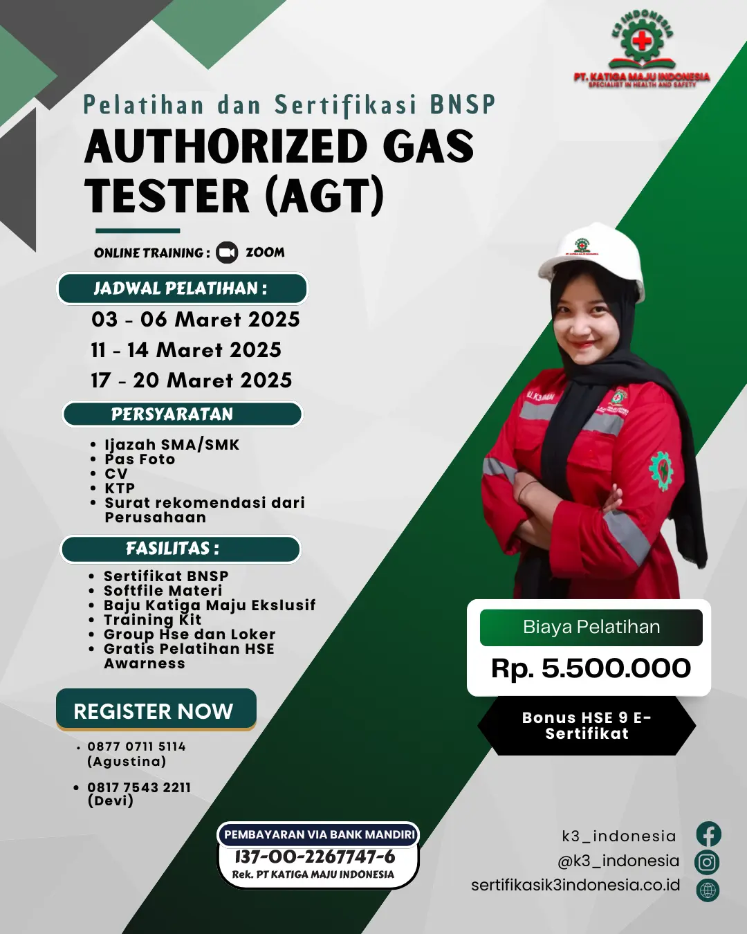 Authorized Gas Tester (AGT) Sertifikasi BNSP Online