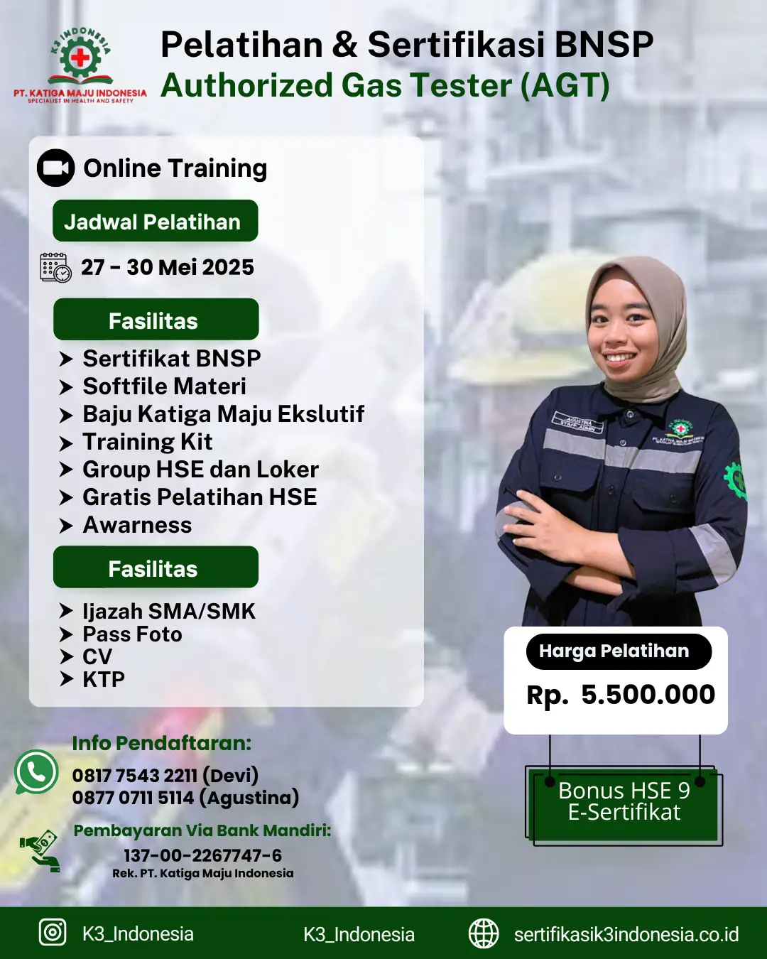 Authorized Gas Tester (AGT) Sertifikasi BNSP Online