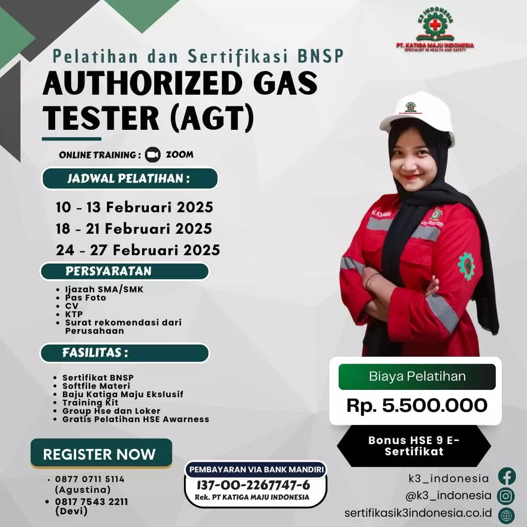 Authorized Gas Tester (AGT) Sertifikasi BNSP Online