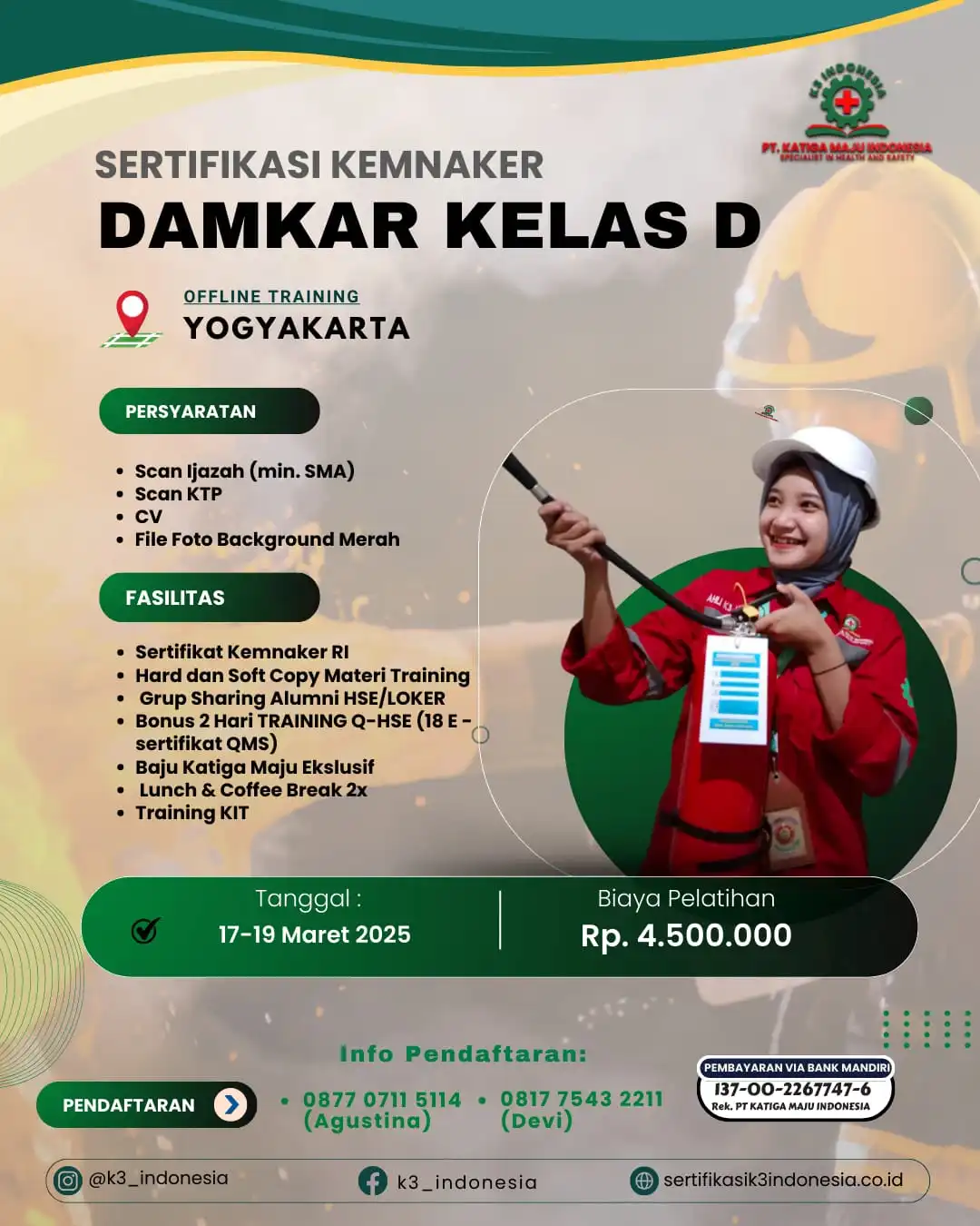 DAMKAR Kelas D Sertifikasi KEMNAKER RI Online