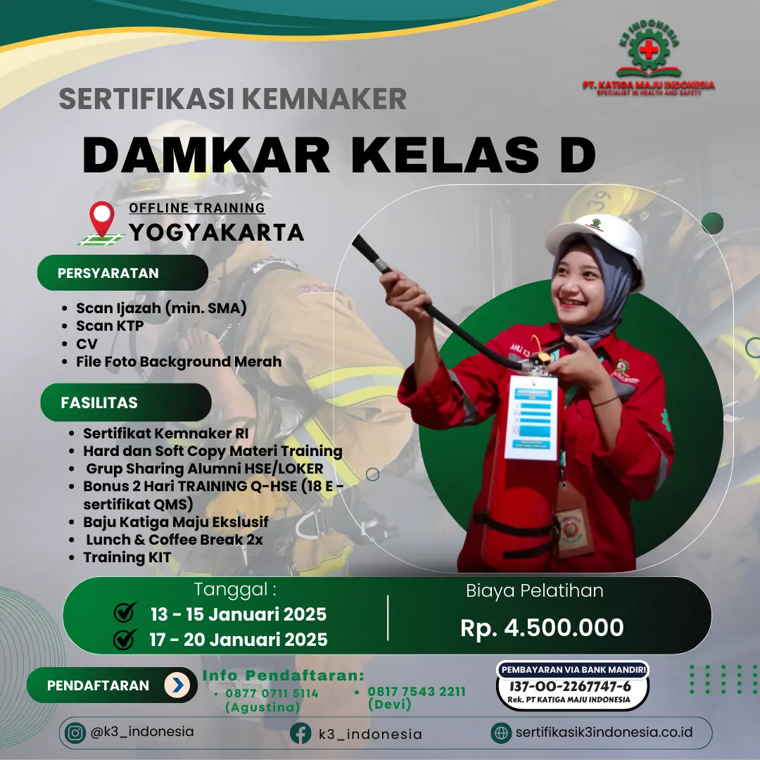 DAMKAR Kelas D Sertifikasi KEMNAKER RI Online