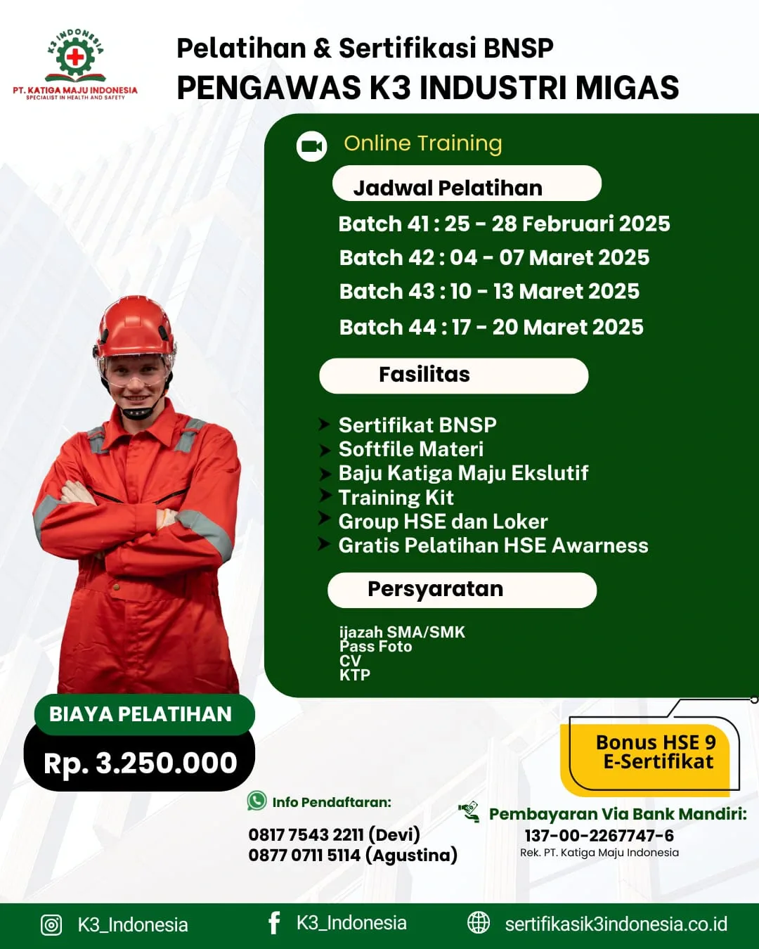 pengawas k3 migas - Pusat Sertifikasi dan Pelatihan K3 - sertifikasi k3 indonesia