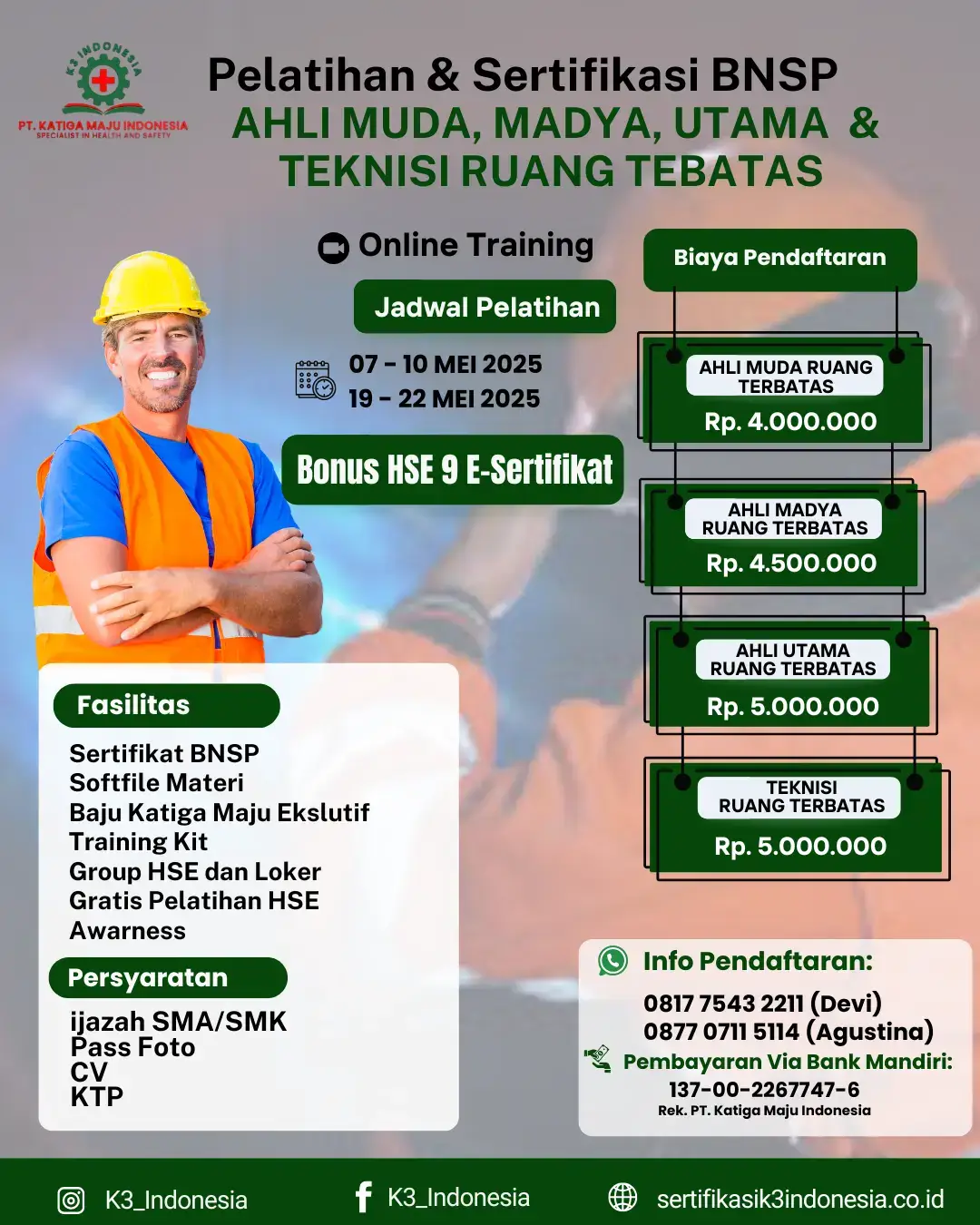 ahli muda madya utama & teknisi ruang terbatas