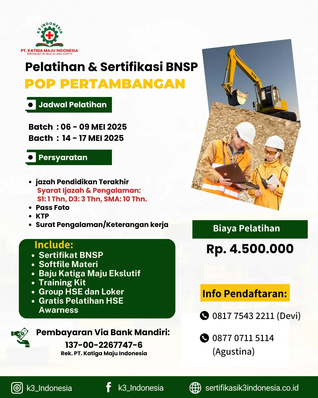Pengawas Operasional Pertama POP Pertambangan - Pusat Sertifikasi dan Pelatihan K3 - sertifikasik3 indonesia