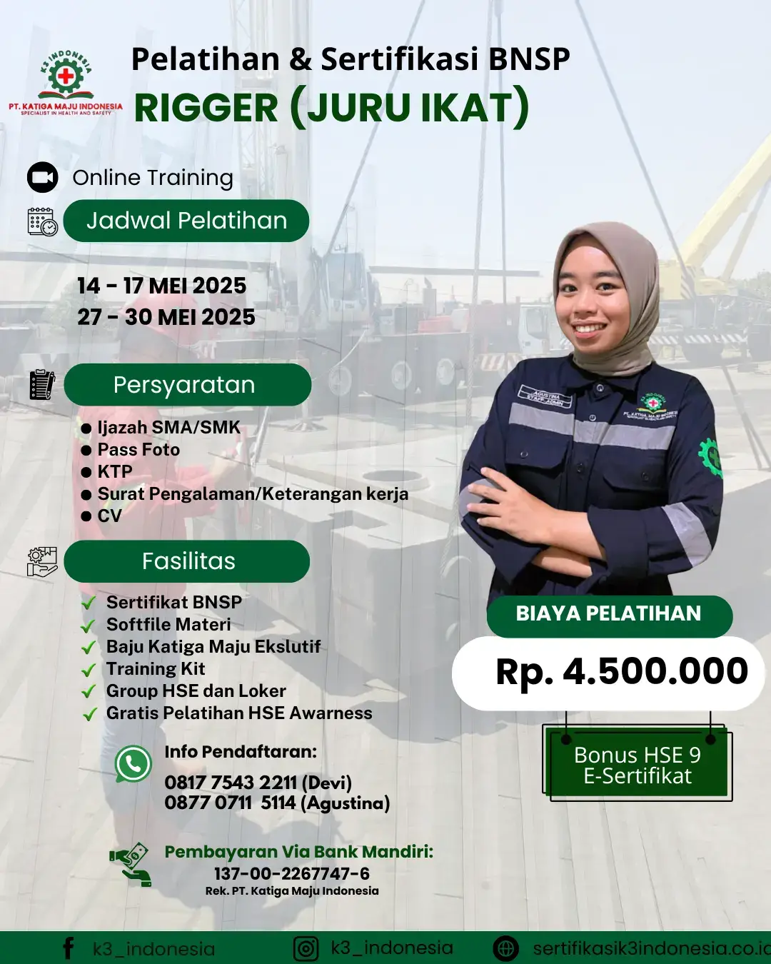 pelatihan rigger (juru ikat) BNSP Pusat Sertifikasi dan Pelatihan K3 - sertifikasi k3 indonesia