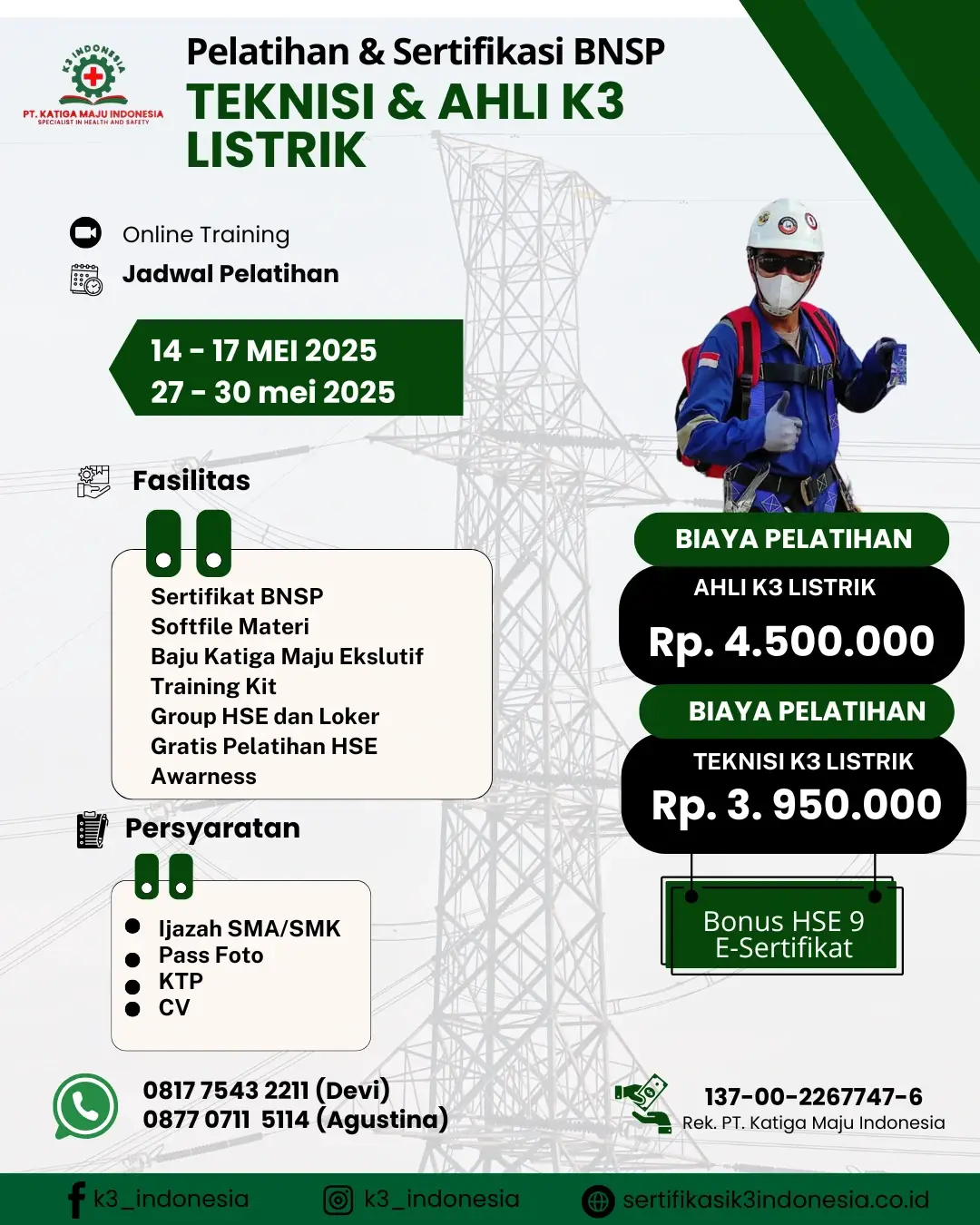 pelatihan teknisi & ahli k3 listrik bnsp