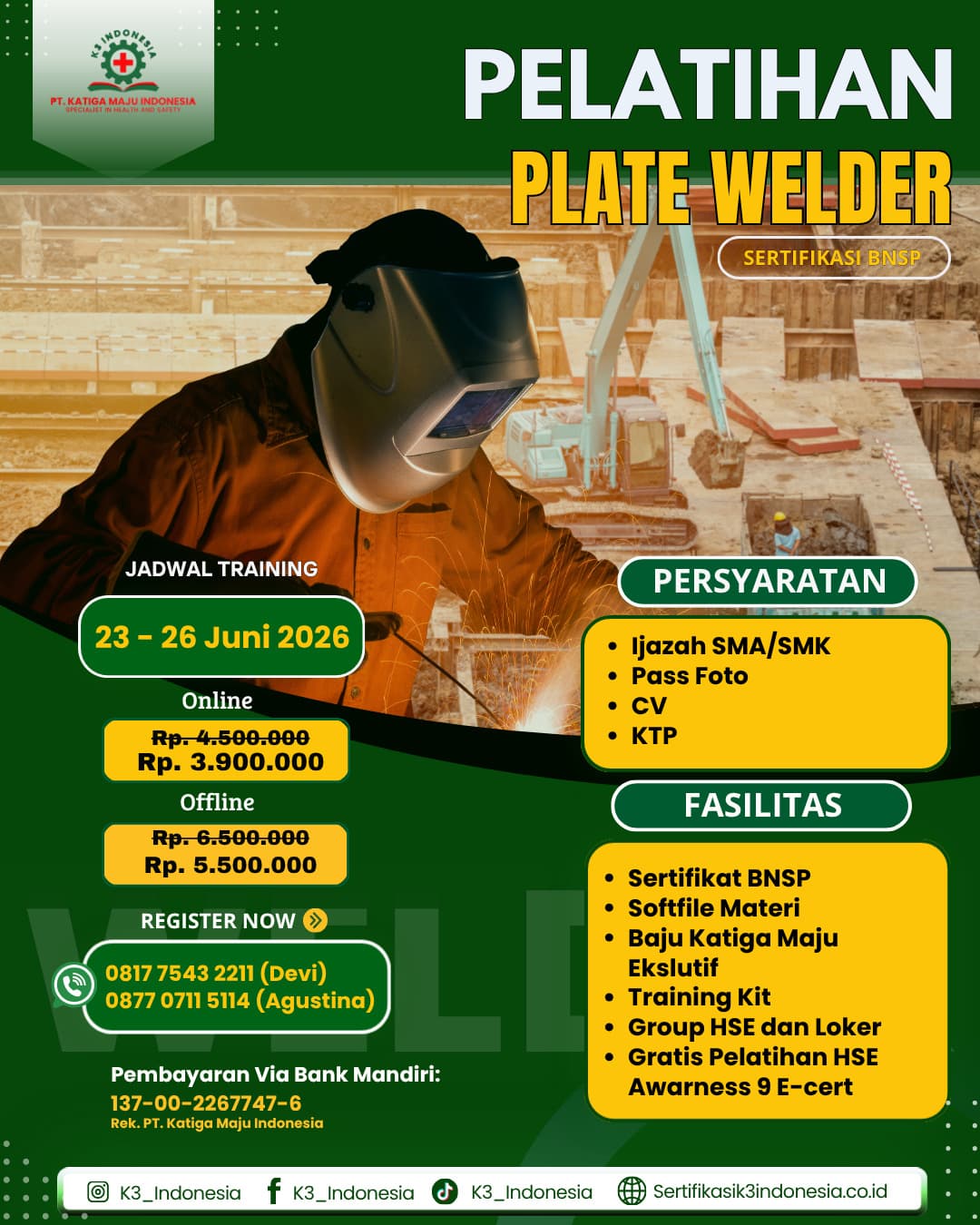 Pelatihan welder BNSP online