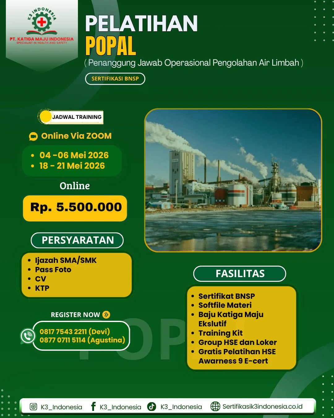 pelatihan popal sertifikasi bnsp online