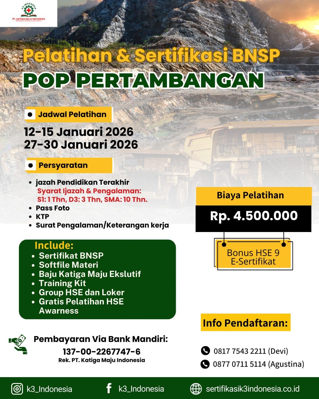 pelatihan pop pertambangan