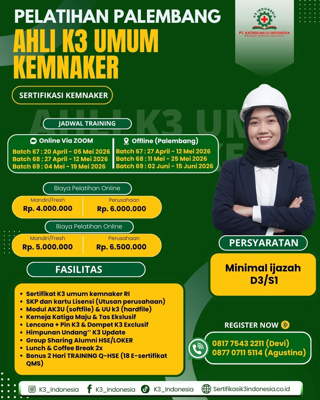Pelatihan ahli k3 umum palembang