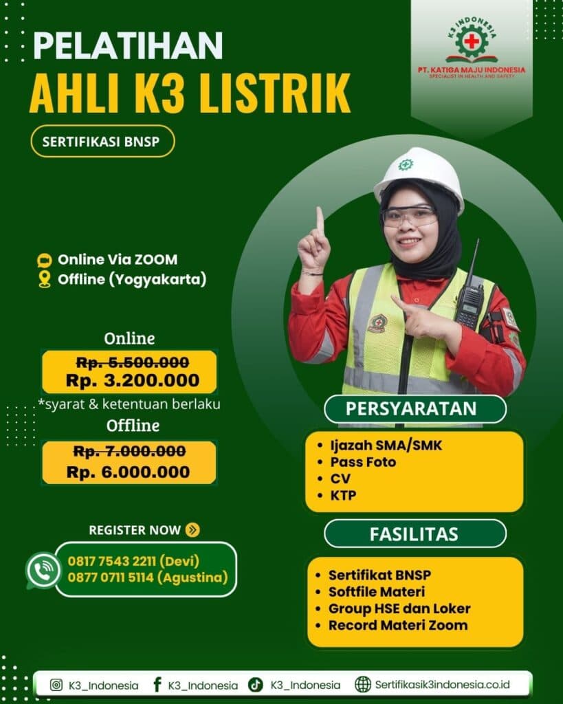 pelatihan ahli K3 listrik bnsp